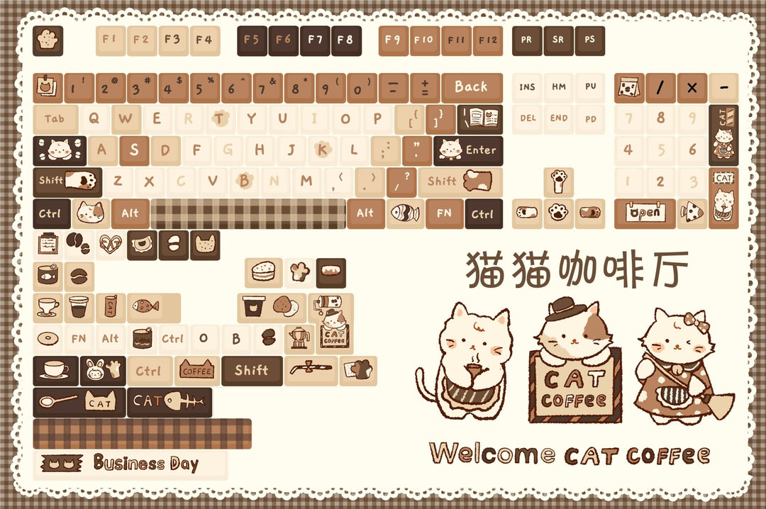 Soul Cat - Cat Café Charm | Dye - Sub PBT KeycapsHikari Keys