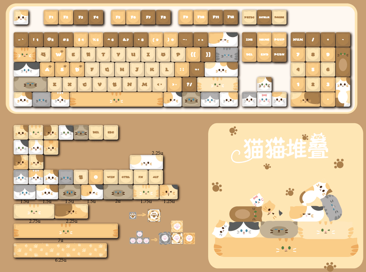 Soul Cat - Cat Stack | Dye - Sub PBT KeycapsHikari Keys