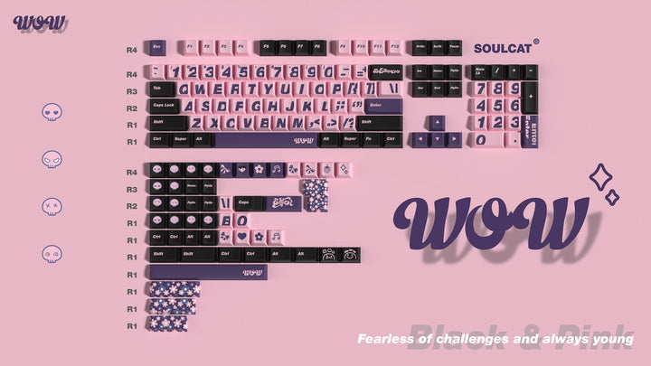 Soul Cat - WOW | Dye - Sub PBT KeycapsHikari Keys